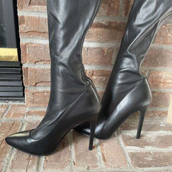 Azalea Wang Tiernan Thigh High Racer Boots Size 7.5 Stiletto Point Toe Clubwear - Picture 11 of 16